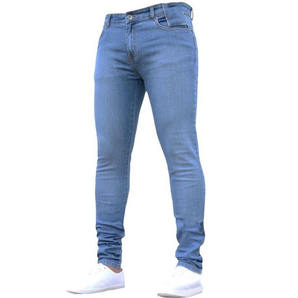 Jeans skinny da uomo caldi Jeans super skinny da uomo Pantaloni in denim elasticizzato non strappati Vita elastica Pantaloni lunghi europei di grandi dimensioni