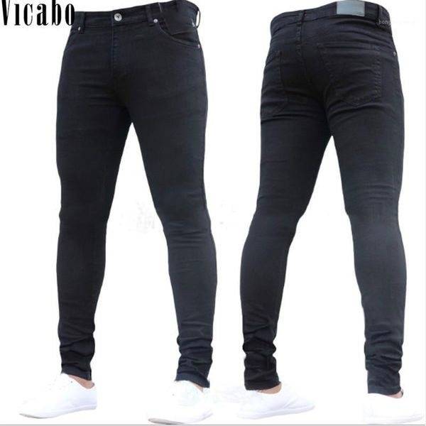 

vicabo skinny jeans men plus size streetwear casual trousers 2018 denim black jeans homme slim stretch jogger pants1, Blue