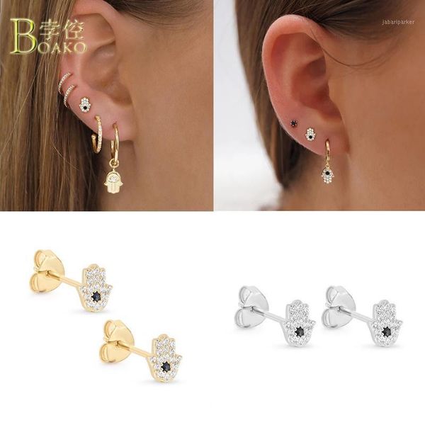 

hoop & huggie boako 925 sterling silver stud earrings for women angel's eye zircon earring luxury eyes earings s925 jewelry piercing ca, Golden;silver