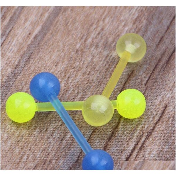 

mix 8 colors wholesales body jewelry uv acrylic 100pcs /lot tongue rings glow in dark jllkod home003, Silver