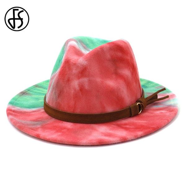 

wide brim hats fs winter british style tie-dye wool jazz hat for men women felt fedora wedding cap chapeau homme, Blue;gray