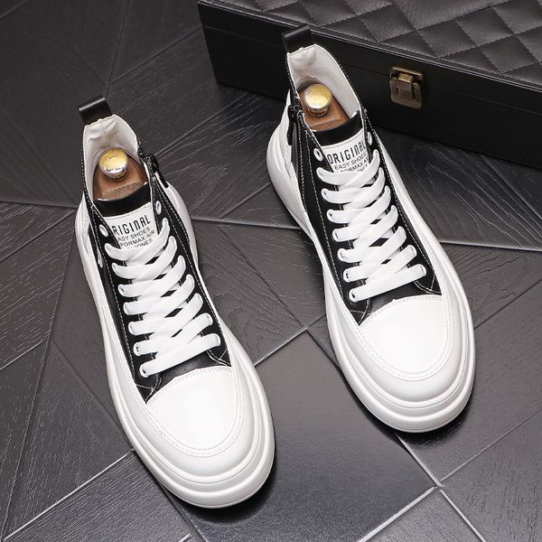 

british style black high-wedding dress shoes fashion white breathable casual sneaker male leather trainers skateboard trend tides walking lo