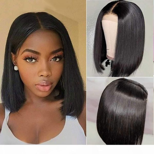 

allove 2x6 bob lace closure wigs brazilian virgin hair straight human hair wigs swiss lace frontal wig pre plucked, Black;brown