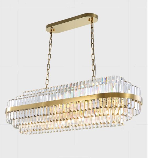 SALA DE JANTAR lustre iluminação moderna casa decoração de cristal design oval ouro lâmpadas ilha de cozinha cadeia levou lustre luz