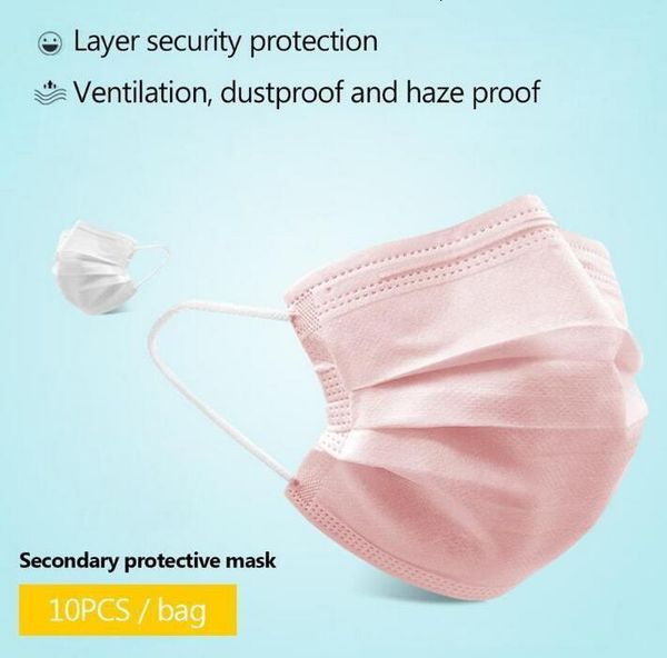 

8 colors disposable face in black stock pink white elastic ear loop 3 ply breathable dust air anti-pollution mask mouth masks adult