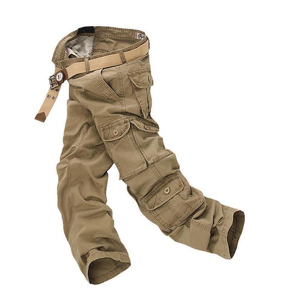 

military cargo pants men loose baggy tactical trousers oustdoor casual cotton army cargo pants men multi pockets big size, Black