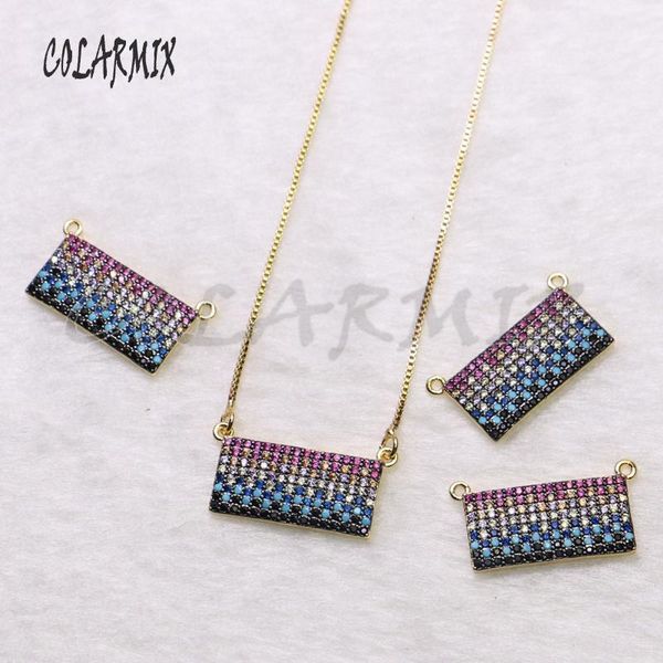 

chains 5 strands rectangle charm necklace pendants crystal jewelry for women rainbow accessories jewels 55031, Silver