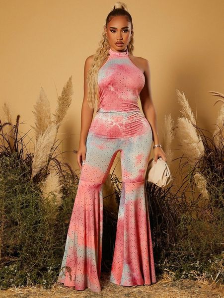 

sxy open back tie dye schiffy jumpsuit x6re#, White