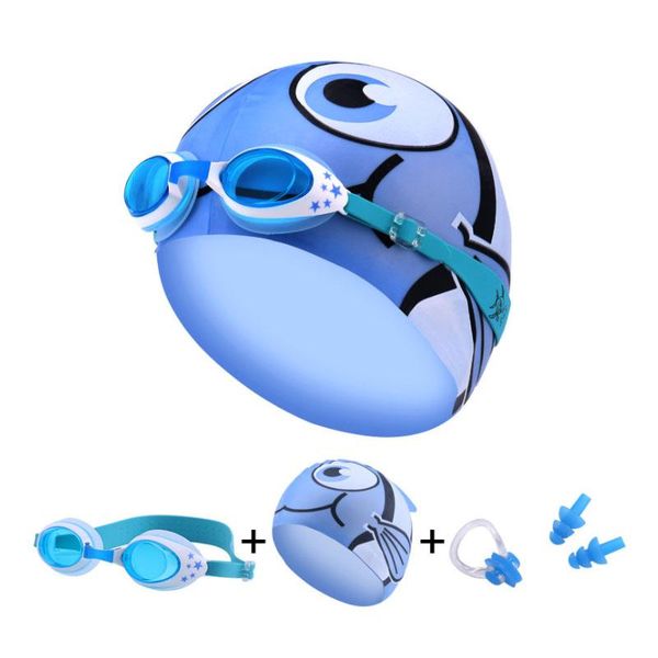 

children swimming goggles silicone shark caps diving glasses ear plug nose set waterproof kids swim pool eyewear boy girl jllkmt