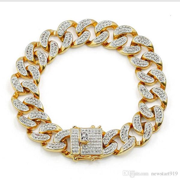 

micro - embedded zircon chain bracelet european and american men hip hop jewelry bracelet, Black