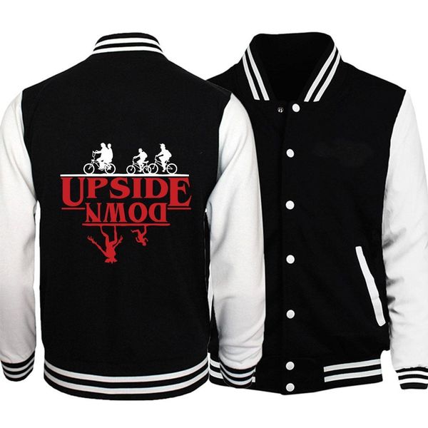 

plus size fitness coats fashion hoodies 2019 new stranger things jackets funny cartoon printing sweatshirts men s-5xl, Black