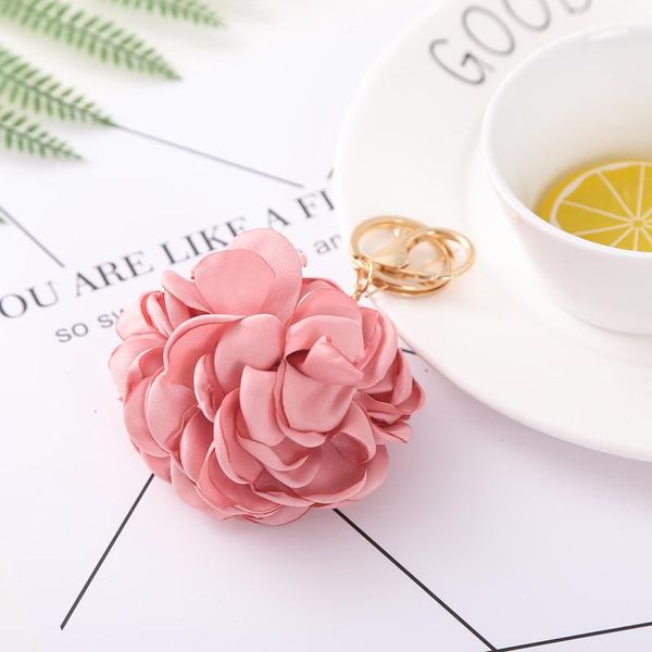 

new cloth rose flower key chain bag keychain for women car pendant key ring jewelry key holder eh589 h jllmoj, Slivery;golden