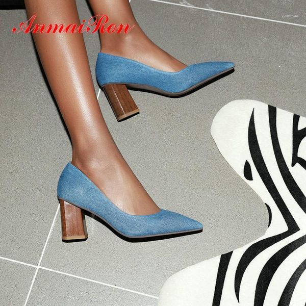 

anamairon 2020 basic pointed toe square heel party slip-on women shoes pu spring/autumn classics shallow wedding shoes 34-431, Black