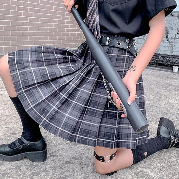

women cosplay pleated skirts harajuku jk uniform plaid skirts girls sweet high waist school female mini skirt students clothes1, Black