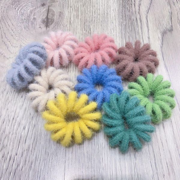

elastic plush telephone wire girl woman accessories faux fur rubber band hair rope spiral ties q qyllau