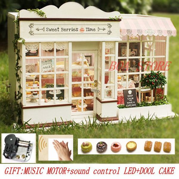 

doll house casa de boneca miniature diy puzzle model wooden large si'ze building dollhouse toys birthday gifts sweet berry time y200704