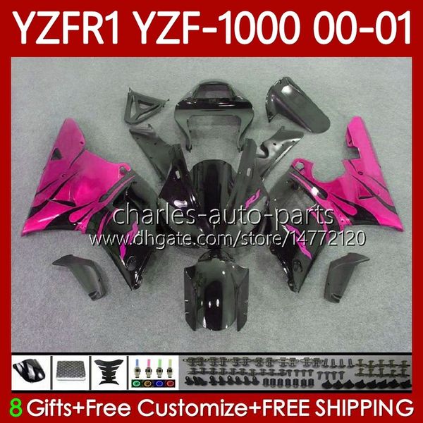 YAMAHA YZF-R1 YZF1000 YZF R1 1000 CC YZFR1 00 01 02 03 ÇİZİMLER İÇİN OEM FORMULARI 83NO.90 YZF R1 1000CC 2000 2001 2002 2003 YZF-1000 00-03 Motosiklet Vücut Kiti Pembe Alevler