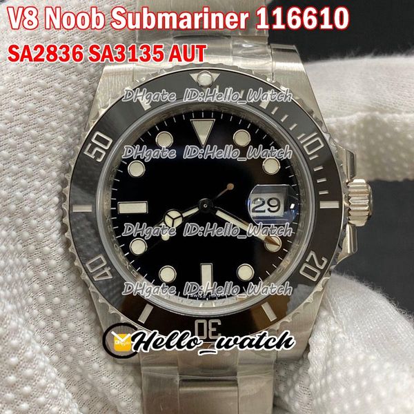 

nf v8 version new 116610 116610ln sa2836 eta sa3135 automatic mens watch black dial green ceramics bezel 316l steel bracelet hello_watch, Slivery;brown