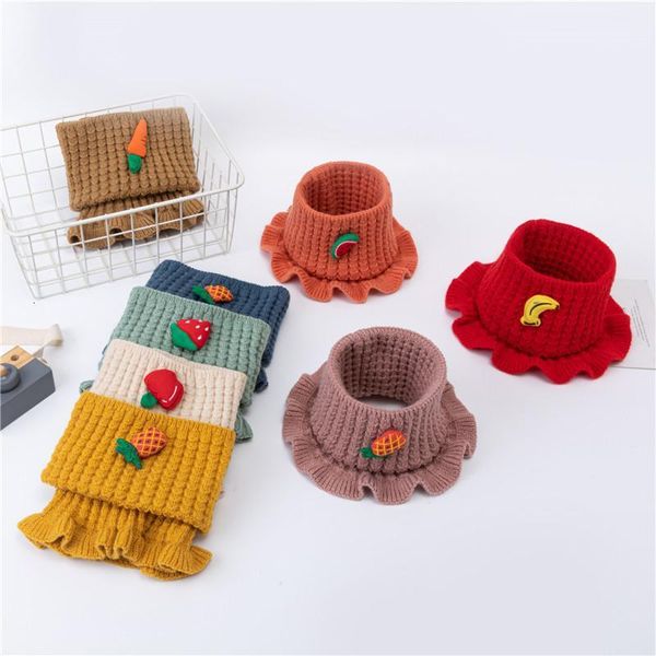 

autumn winter new children's woolen scarf pure color knitted thick collar cute fruit boys girls baby wild warm scarf c63, Blue;gray