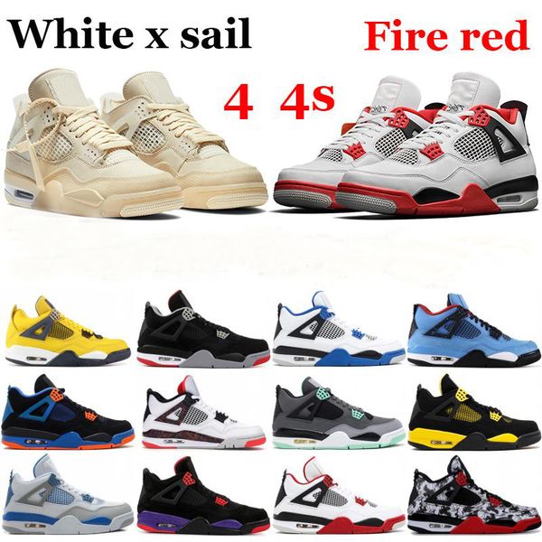 

jumpman 4 basketball shoes 4s with box white x sail bred fire red black cat union neon metallic purple mens running sneakers