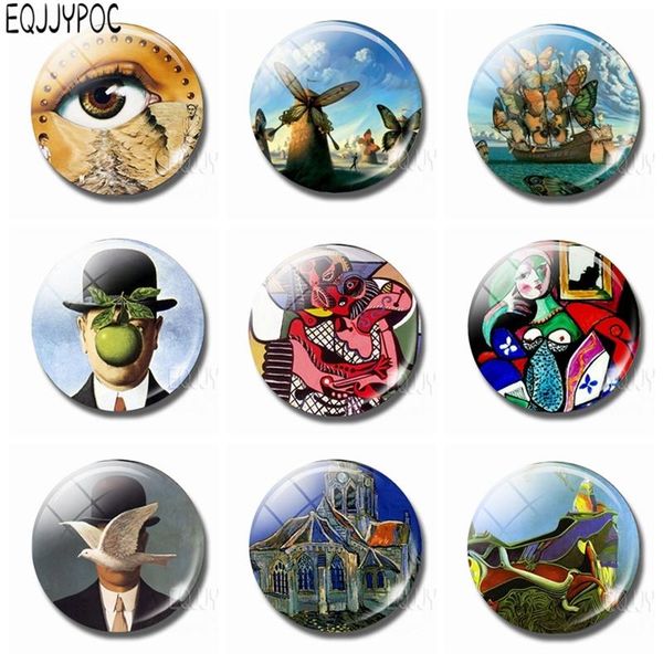 

surrealist art painting glass 30 mm fridge magnet picasso picasso magritte max ernst salvador dali magnetic refrigerator sticker bbyinw