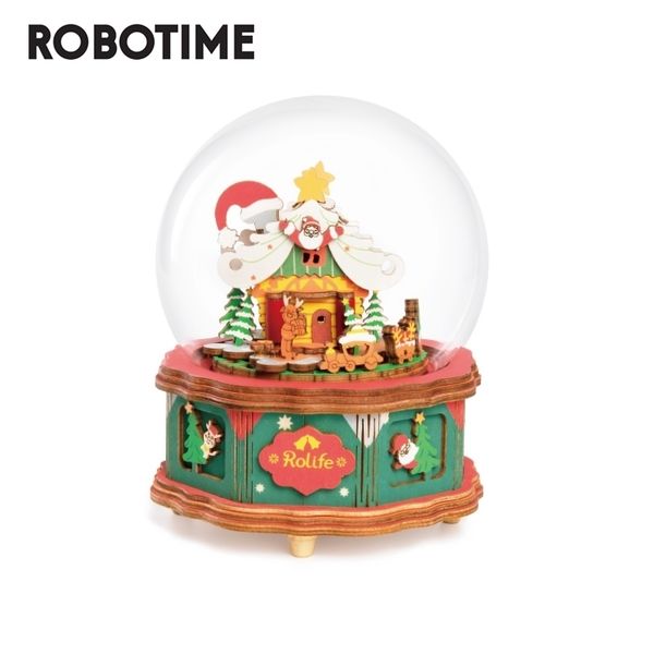 

robotime new arrival diy christmas town 3d puzzle game assembly moveable music box toy gift for children am46 y200413