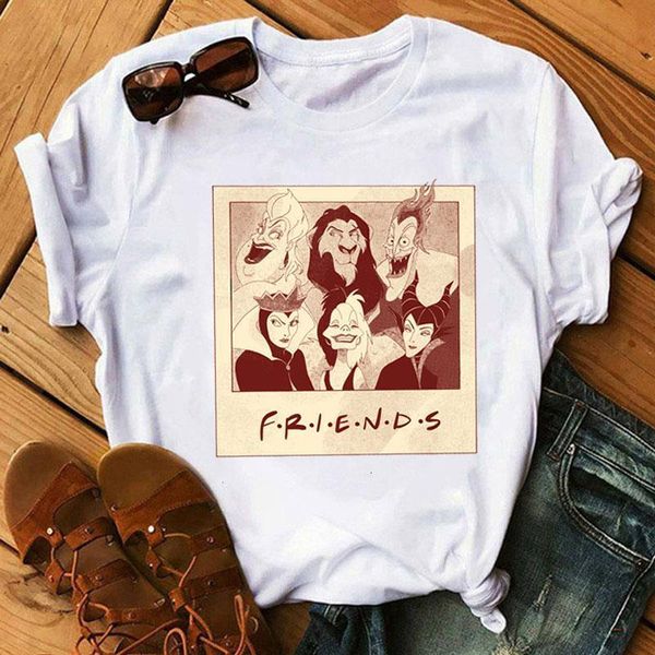 

friends princess t shirt funny women tshirt summer short sleeve tee casual graphic t-shirts clothes cute t-shirt, White