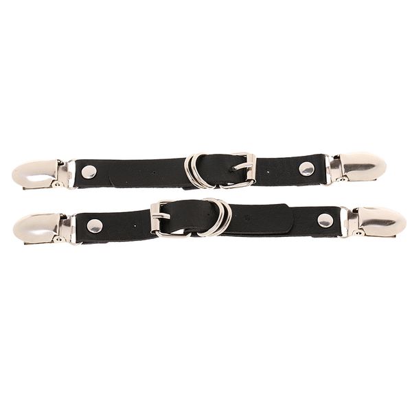 

pair pu leather elastic leg garter strap thigh-high stockings belt metal clips, Black;white