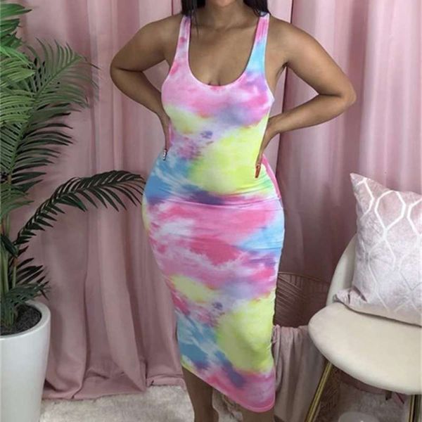 

tie new 2020 dye women's printed vest dress, Black;gray