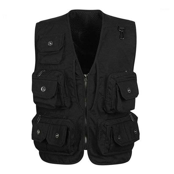 

summer leisure multi-pocket vest men mesh breathable sleeveless shooting outdoor hunting protective vest tactical cotton jacket1, Black;white