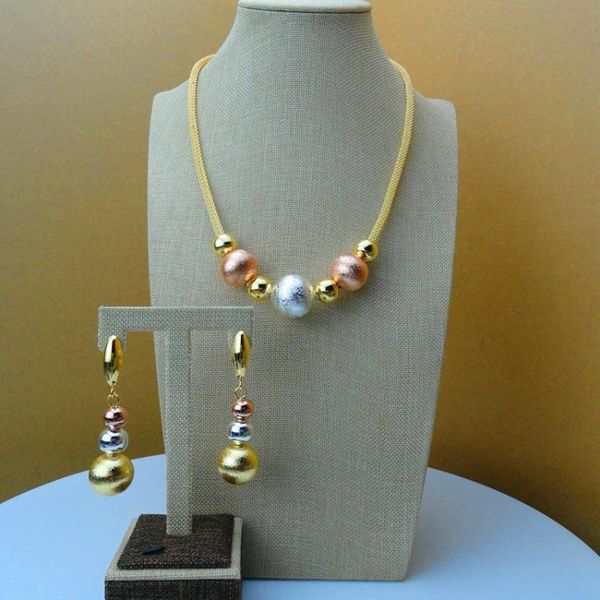 

2020 yuminglai italian design 24k dubai costume jewelry sets necklace and earrings fhk6168, Silver