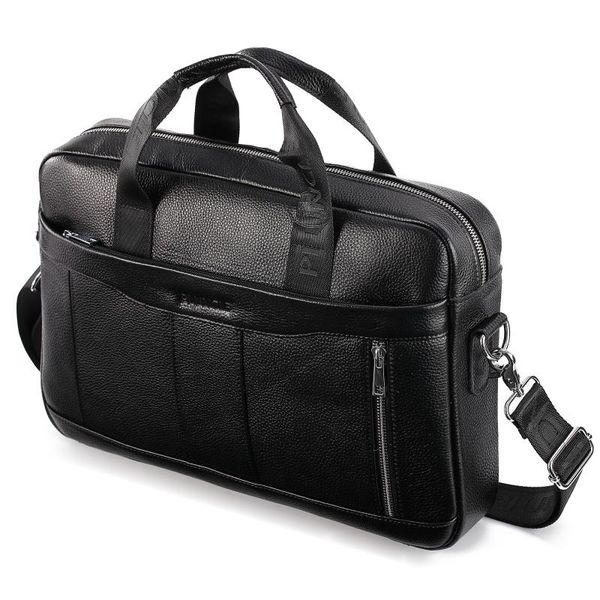 

new men's briefcase bag men's genuine leather 15 inch lapbag business tote for document office portable lapshoulder