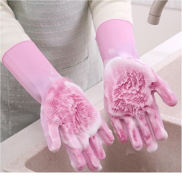 

magic dishwashing sile gloves protect hand dirt clean brushes cleaning tool kitchen accessories wash fruit vegetable sqcjoz