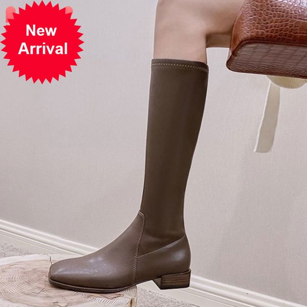 

new knee high square foot shoes leap bottom woman cold winter warm boots long women size 34-39, Black