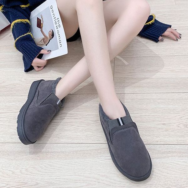 

women's loafers cotton shoes ladies winter warm plush shoes thick heels slip on round toe flat shoes female footwear platform y1202, Black