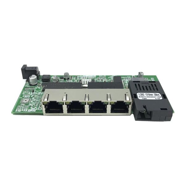 

network switches reverse poe 10/100/1000m gigabit ethernet switch fiber optical single mode 4 rj45 and 2 sc motherboard1.25g 20km
