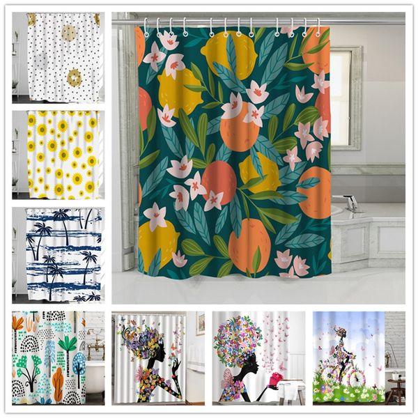 

nordic home decorative curtains for bathroom waterproof polyester 3d shower curtains black and white bath anti peeping curtains