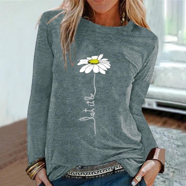 

women flower t-shirts lady fashion long sleeve clothes summer shirt tee o neck female ladies womens tee t-shirt, White