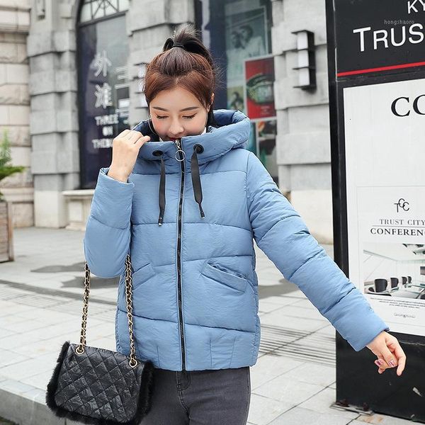 

autumn winter jacket women warm hooded parka jacket women slim stand collar zipper solid down parkas causal outerwear1, Black