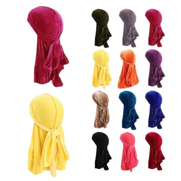 

2020 new style fashion muslim velvet turban hat beanie fashion head solid casual headscarf cap, Blue;gray