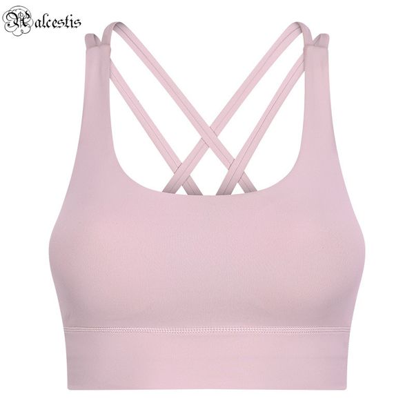 

spring and summer classic solid color cross back yoga bra shockproof sports bra women fast dry elastic fitness top, White;red