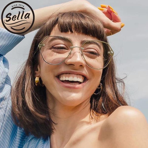 

sella new arrival brand designer fashion women men metal frame square sunglasses mirror lens trending irregular summer eyewear, White;black