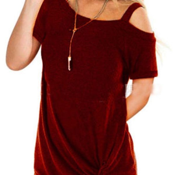 

us women's fashion cold shoulder casual loose short sleeved t-shirts, White