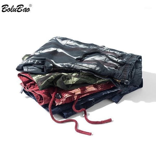 

men's shorts bolubao summer men casual trend brand men's print beach cotton personality male (no belt)1, White;black