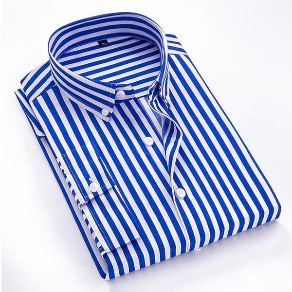 

2020 summer new style business shirts male casual fashion stripe seven-point sleeves classic shirts men's shirt full size -5xl1, White;black
