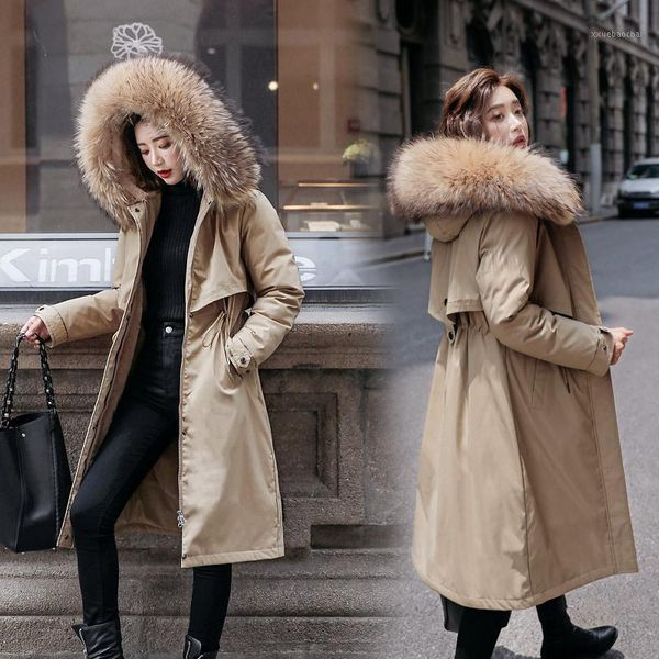

dropshipping new down cotton jacket women 2020 winter women's wear long over knee plush inner gallbladder coat winter jacket1, Black