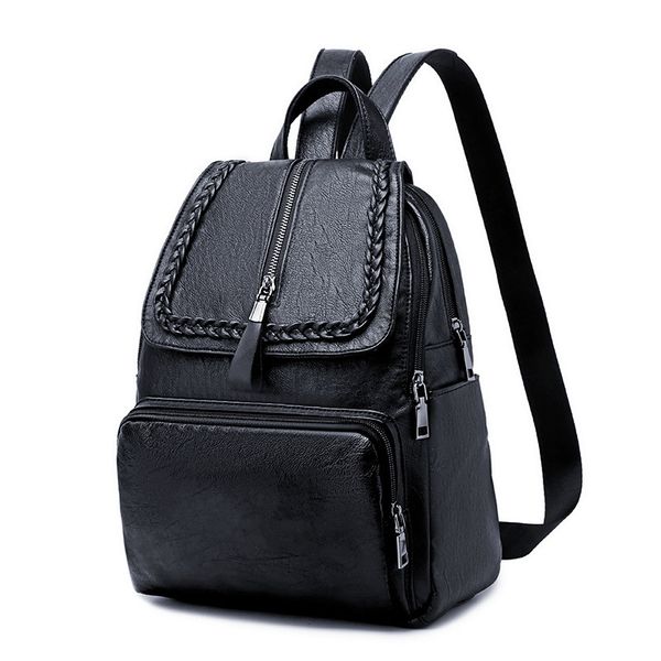 

2019 new female genuine casual leather day school packs of girl rucksack retro bag c755