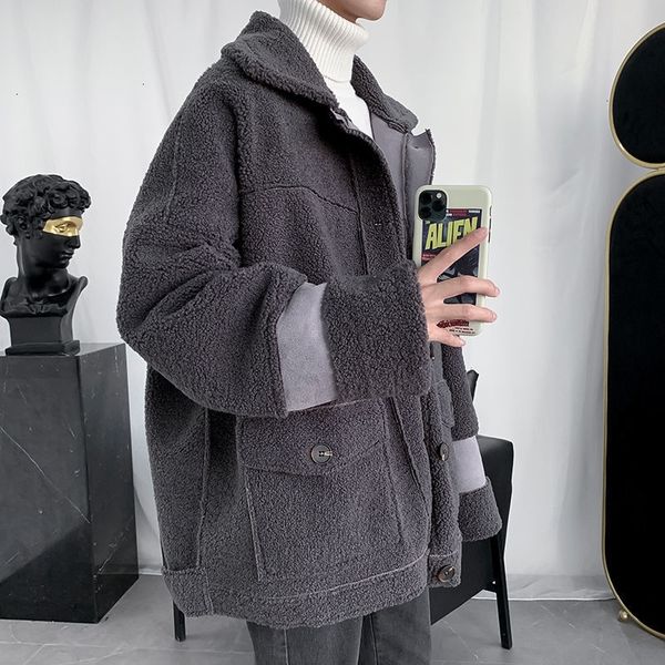 

2021 oversize casual coats winter new warm loose coat men's fashion korean streetwear woman jackets qz84, Black;brown