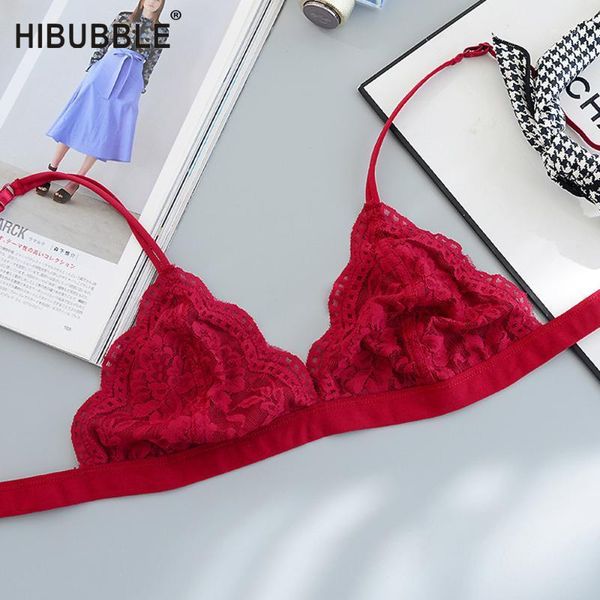

retro solid thin lace bra unpadded bralette wire push up bra lingerie breathable bras for women soutien gorge bh 20201, Red;black