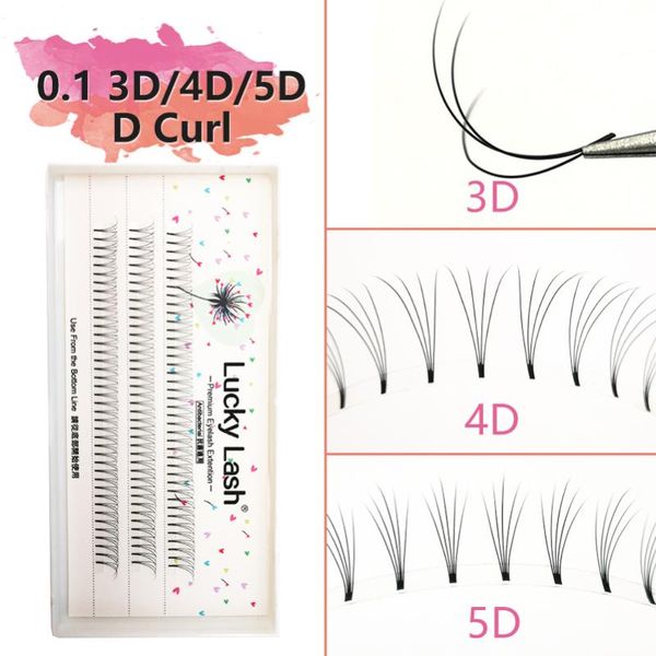 Cílios falsos 0,10 c / d CURL 2D / 3D / 4D / 5D Calor colado Pré-Made Volume Fãs FAUX Mink Premade Russo Eyelash Extension fornece